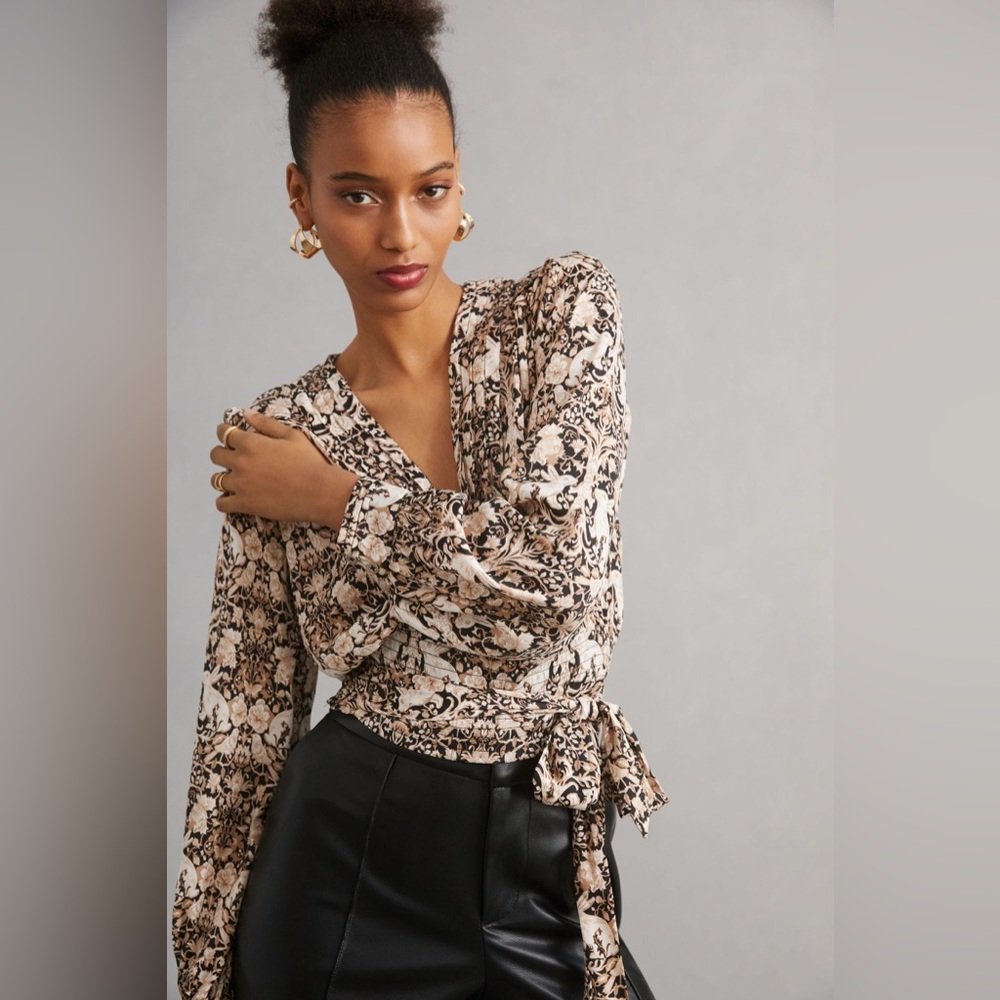 By Anthropologie Tie Blouse Silk Paisley